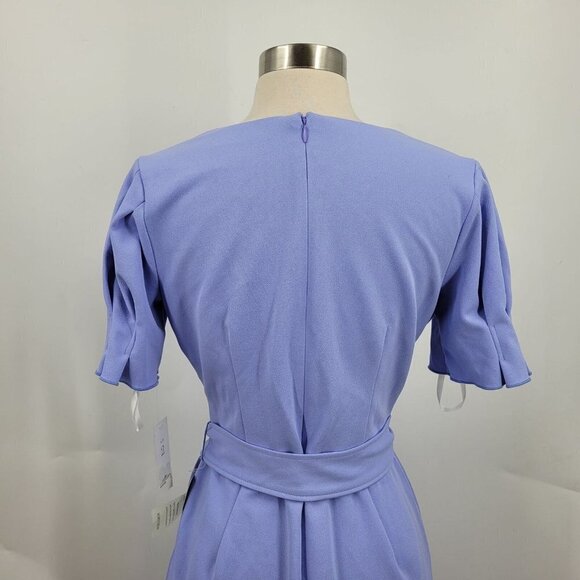 Donna Morgan Puff Sleeve Tie Waist Midi Sheath Dress Easter Egg Blue Size 2 NWT - Picture 5 of 12
